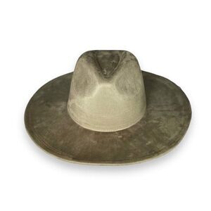 Green Wide Brim Pinch Crown Boho Western Fedora Fashion Hat - NEW